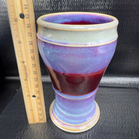 Hand Made Stoneware Tall Coffee Mug Cup Beer Cup Mug Artist Signed Vase Vessel - Picture 2 of 12